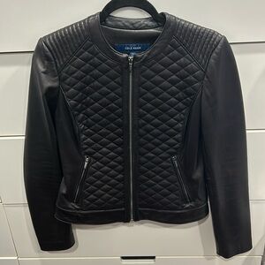 Cole Haan Lambskin Genuine Leather Quilted Jacket